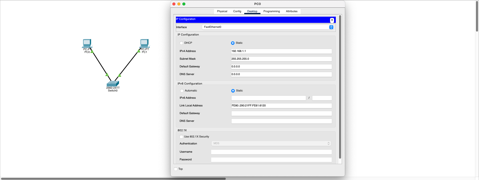 PC0 IP Configuration