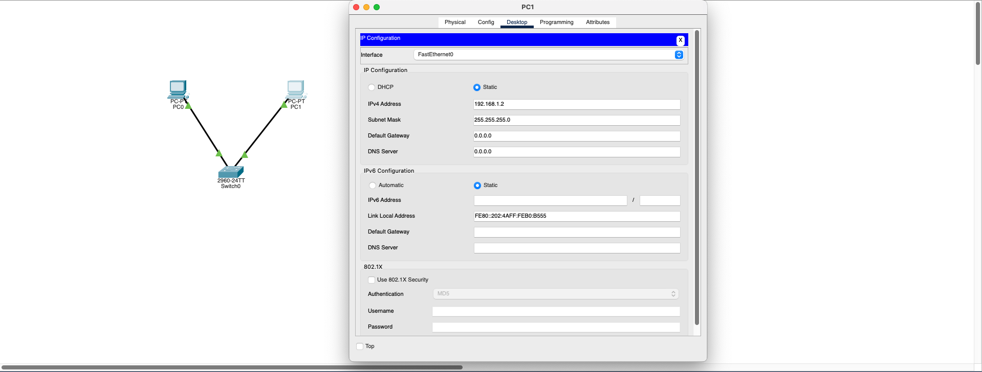 PC1 IP Configuration