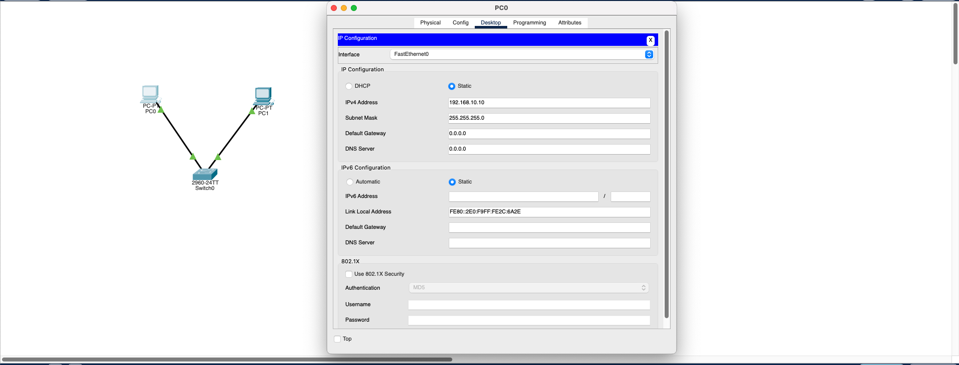 PC0 IP Configuration