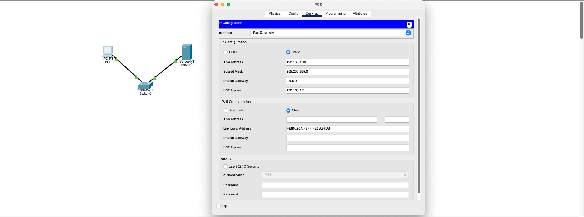 PC0 Wrong DNS Config