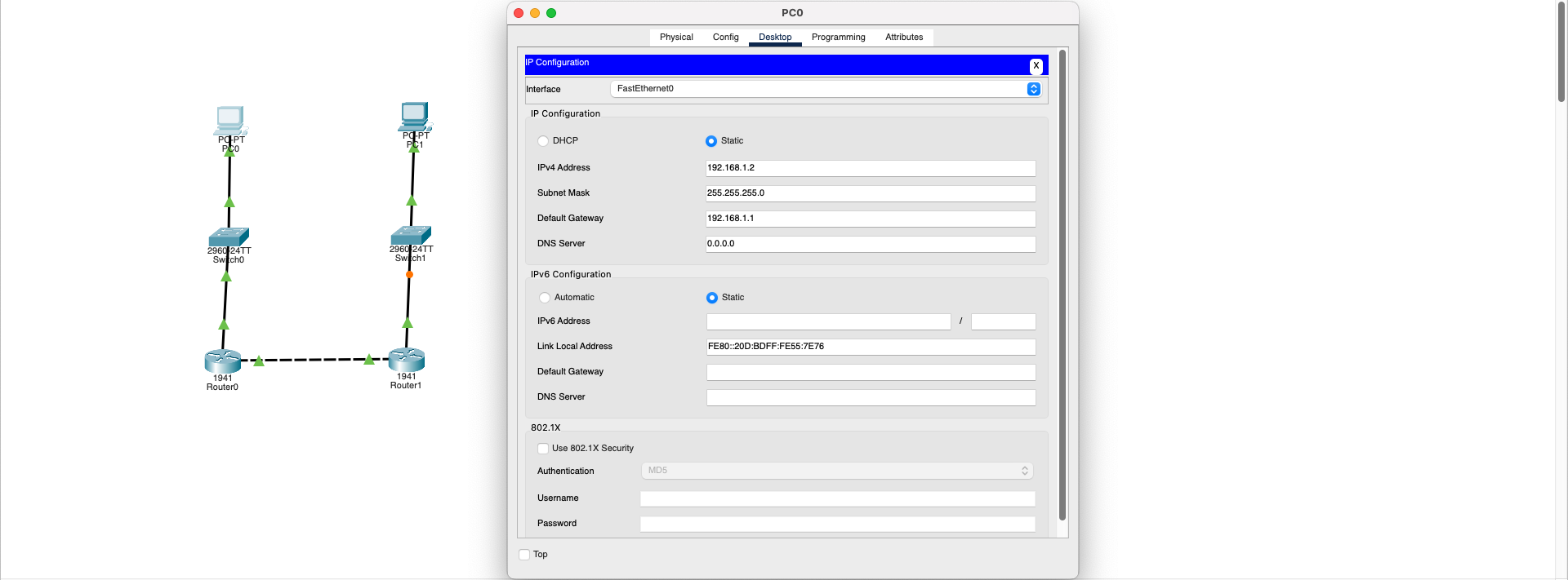 PC0 IP Configuration