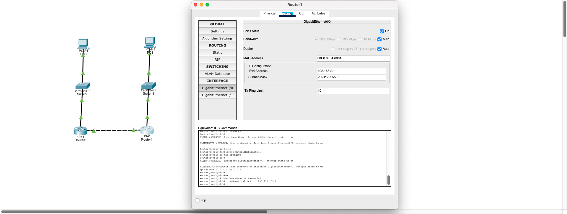 Router1 Giga0 Config