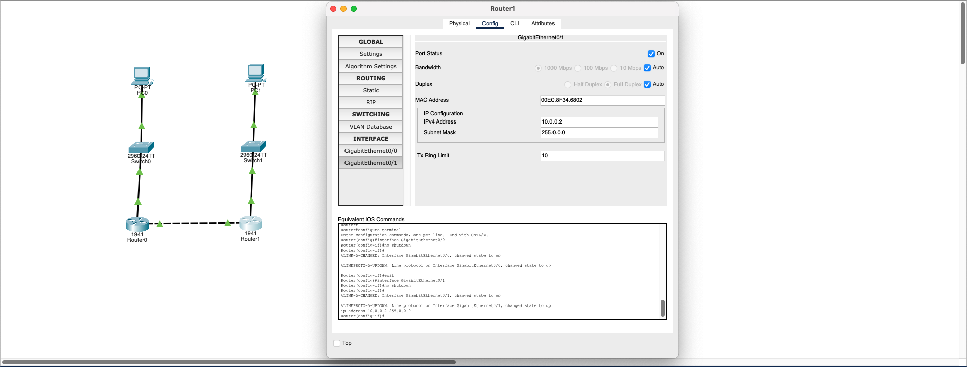 Router1 Giga1 Config