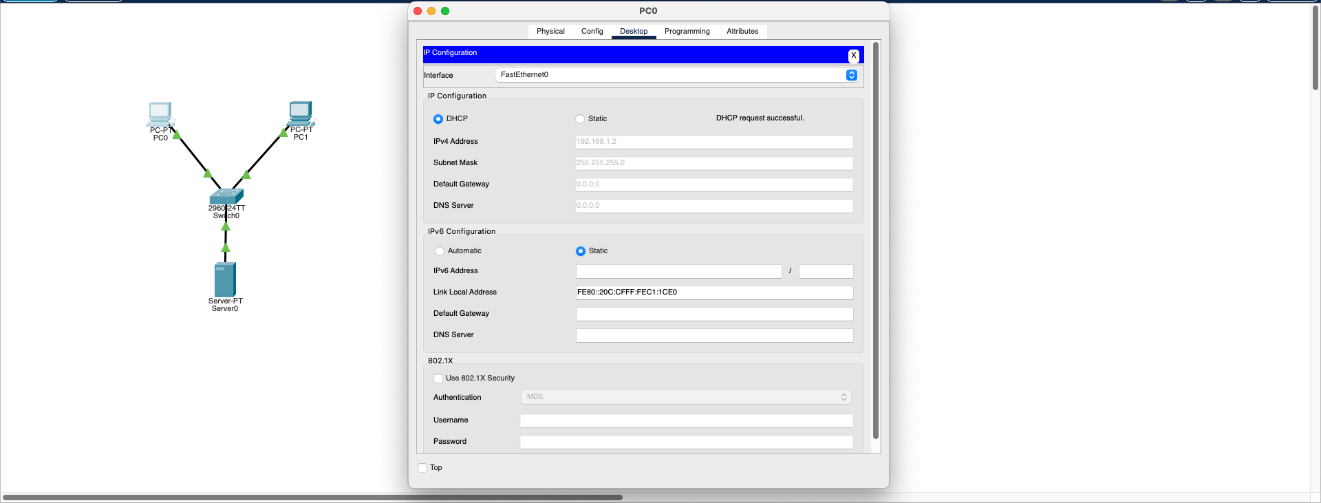 PC0 DHCP Config