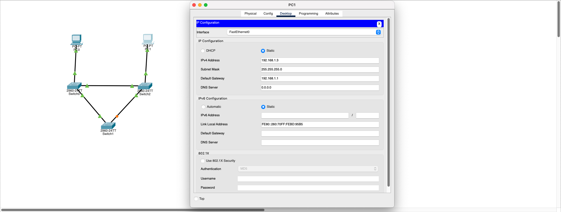 PC1 IP Configuration